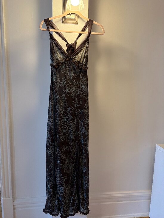 La Vie En Rose Dresses & Skirts - Brown and Blue Sheer Maxi Dress - La Vie En Rose XL